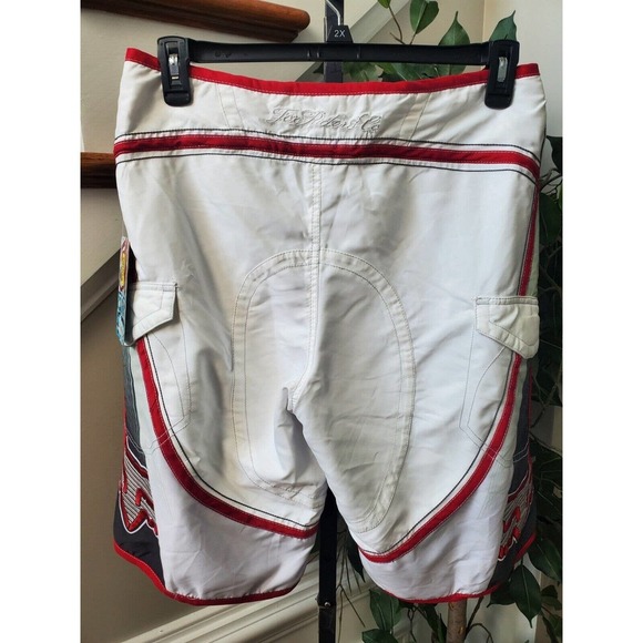 Fox Board Men's Red & White 100% Polyester Pull On Swimwear Shorts Size 32 - Picture 7 of 13